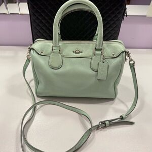 COACH Rowan Satchel Bag in Mint Green Genuine Leather